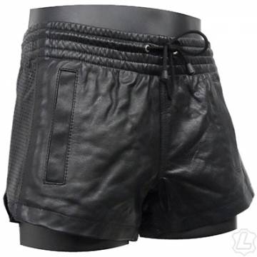 Men's Leather Shorts - Elastic Waist