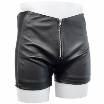 Leather Shorts With Zipper Front