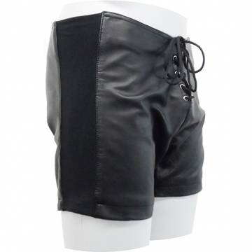 Lace Front Leather Shorts
