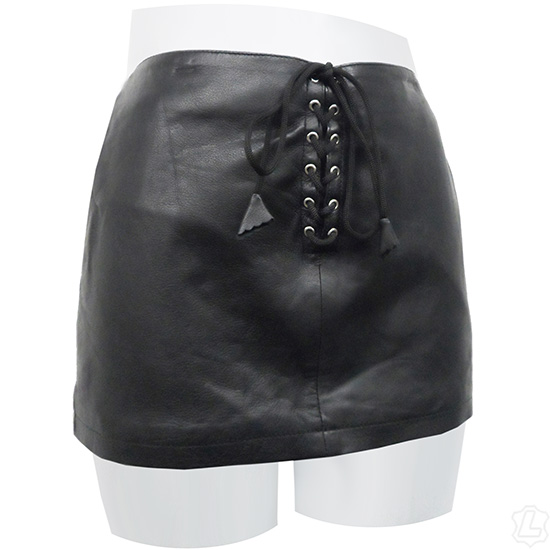 Lace Front Leather Skirt