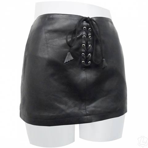Lace Front Leather Skirt