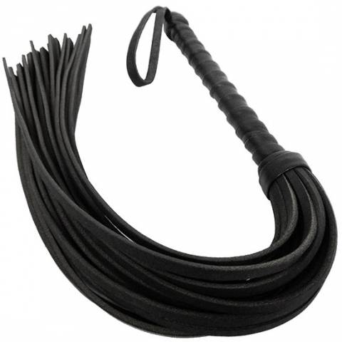 Black Flogger With Leather Handle