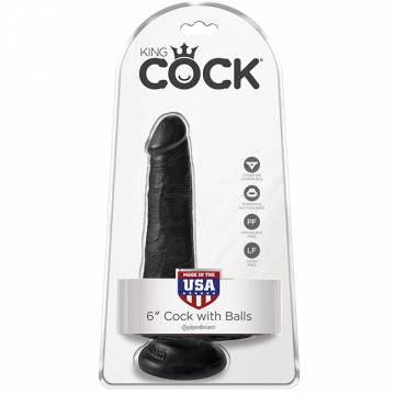 King Cock 6 Inch Cock With Balls - Black